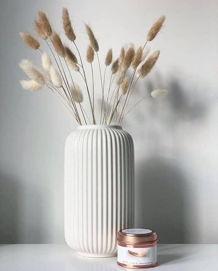 8 Inch Witte Keramische Vazen voor Home Decor Tafel Centerpieces Geometrische Ontwerp Decoratieve Bloemen Vaas voor Pampasgras