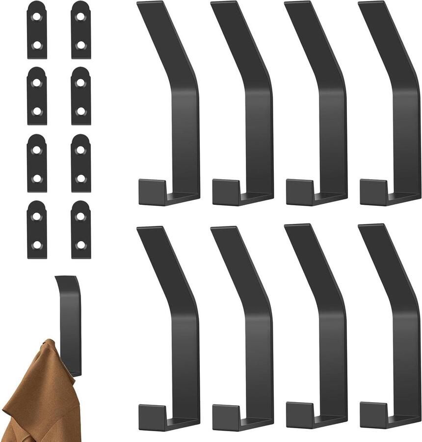 8 kledinghaken voor grote kleding gang badkamer keuken wandkapstok