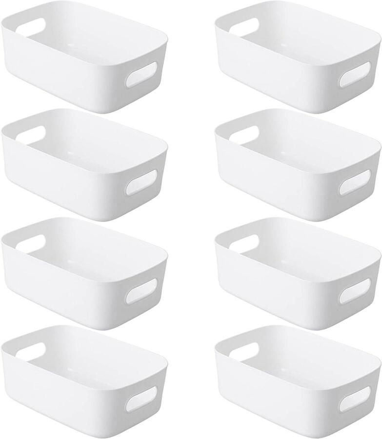 8 Kleine Plastic Opbergmanden Voor Kantoor Thuis of Keuken Opgeruimde Organizer Witte Studio Manden Kleine Plankmanden 20 x 14 x 75 cm
