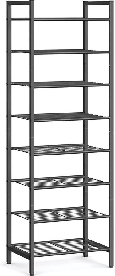 8-laags slank schoenenrek opbergorganizer standaard 16-24 paar schoenen ruimtebesparend met grote capaciteit verticale metalen plank 44 6 x 30 5 x 128 5 cm zwart