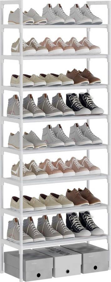 8-laags witte verstelbare schoenenrekken schoenenopslag hoge schoenenrek organizer plankhouder standaard voor 24 paar schoenen 56 x 30 x 140 cm extra robuuste constructie