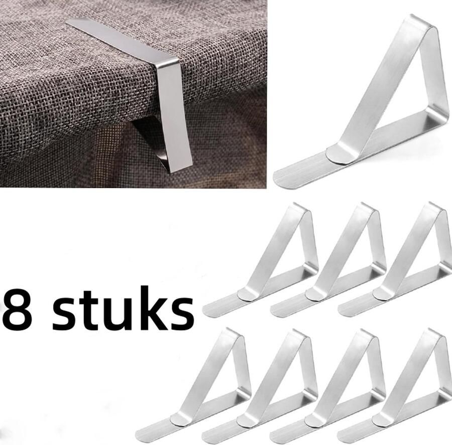 8-pack Tafelkleedklemmen Roestvrij staal Antislip winddichte clips voor picknicks restaurants tenten bruiloften afstudeerfeesten