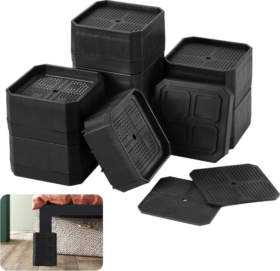 8-pack verstelbare meubelverhogers zwaar stapelbaar 1 5 3 4 5 6 voor tafel stoel bank meubelhefkussens ondersteuning tot 2200 lbs