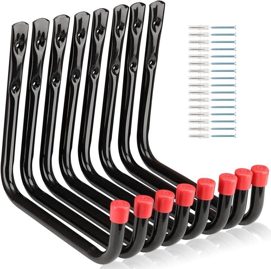 8 Pack Wall Mount Opberghaken 25CM Opbergsysteem voor Garage en Tuin Hanger voor Ladder Stoelen Gereedschap Slang en Fiets
