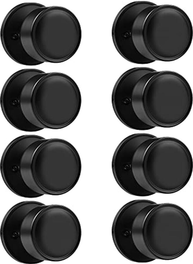 8 Pack Zwarte Kastdeurknoppen Niet-Draaiend en Inactief Ronde Interieur Knop