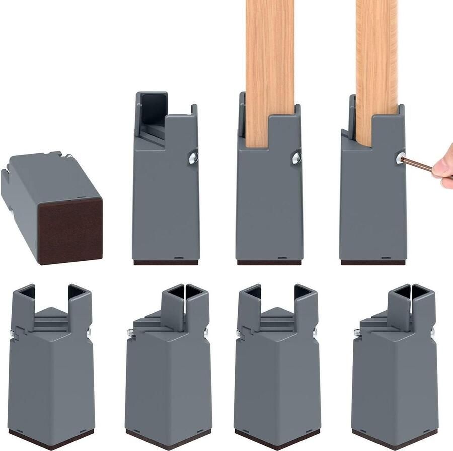 8-packs meubel bedstijgbuizen met sleutel stoelverhogingen verstelbare stoelpoten 08 tot 16 inch diameter 4 inch lift zware bedstijgingen grijs