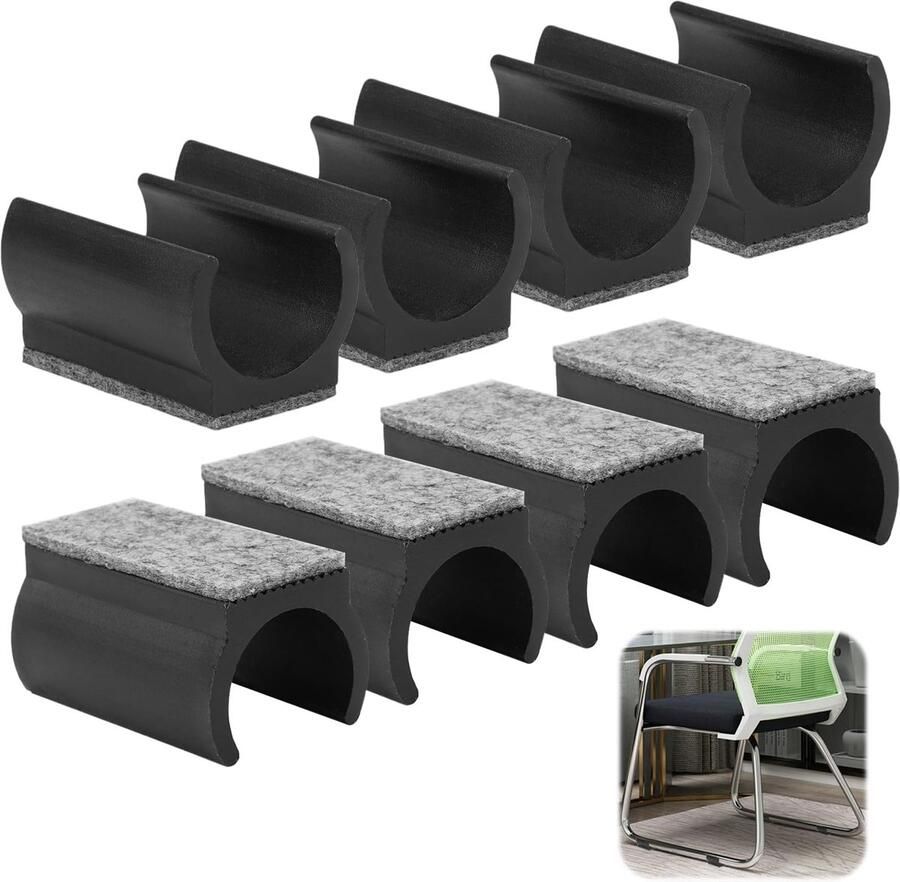 8 Pieces Felt Glides for Toboggan Chairs Ø 22 mm Seat Glides with Felt Furniture Glides Clamp Scale Glides with Soundproofing Felt Slide for Cantilever Seat Glides