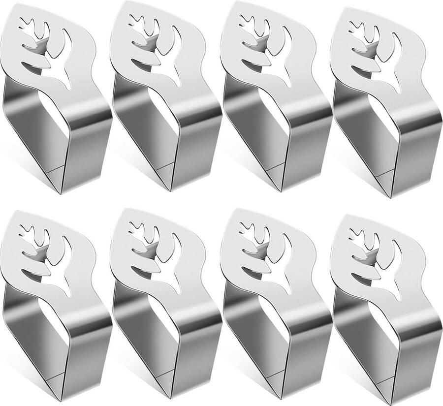 8 Pieces Stainless Steel Tablecloth Clips for Restaurant Family Buffet Picnics Party Wedding Dining Table Leaf Designs Tablecloth Clamp