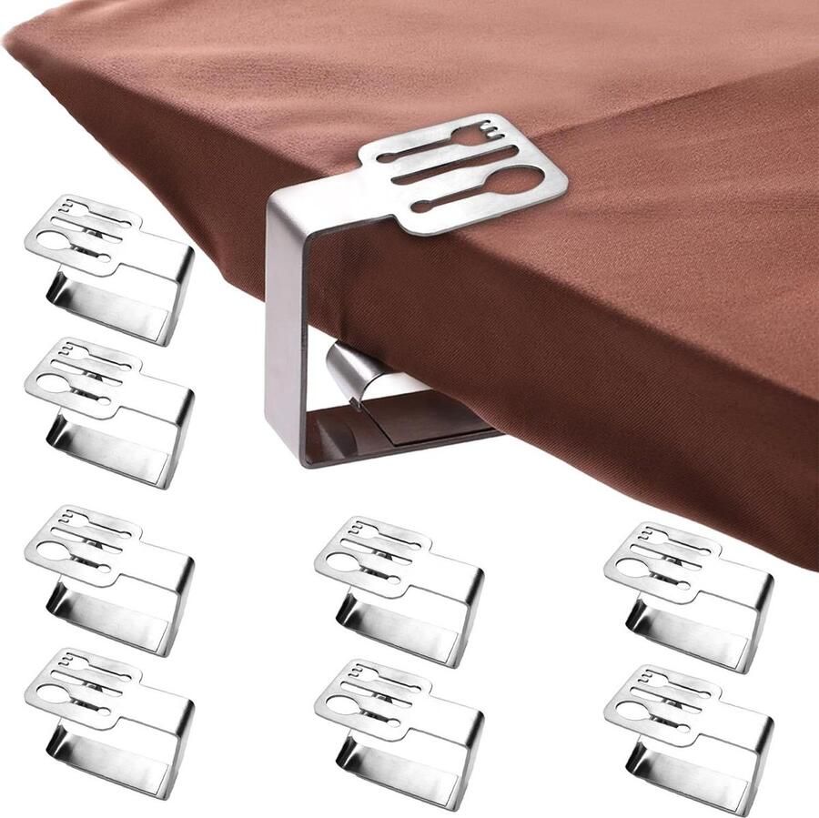 8 Pieces Table Clips Outdoor Stainless Steel Tablecloth Clips Strong Holder for Indoor Kitchen Picnic Tablecloth Clamp