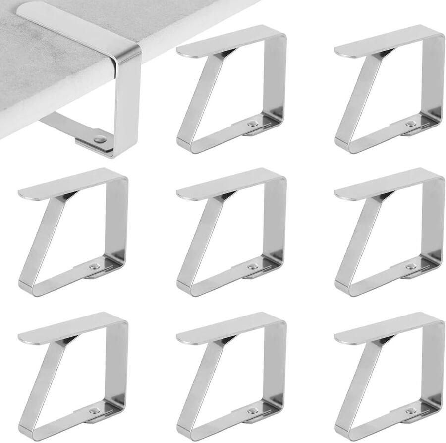 8-delige tafelkleedklemset tafelkleedklemmen tafelkleedhouders roestvrij staal tafelklemmen voor dikke tafels tuintafels restaurants zwart 5 x 4 cm