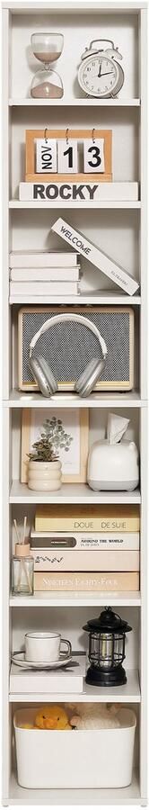 8 Smalle Boekenkast 71 Inch Hoge Open Boekenkast Van Hout. met In Hoogte Verstelbare Planken. Een Vrijstaande Display- En Opbergrek Ideaal voor Bibliotheek Slaapkamer