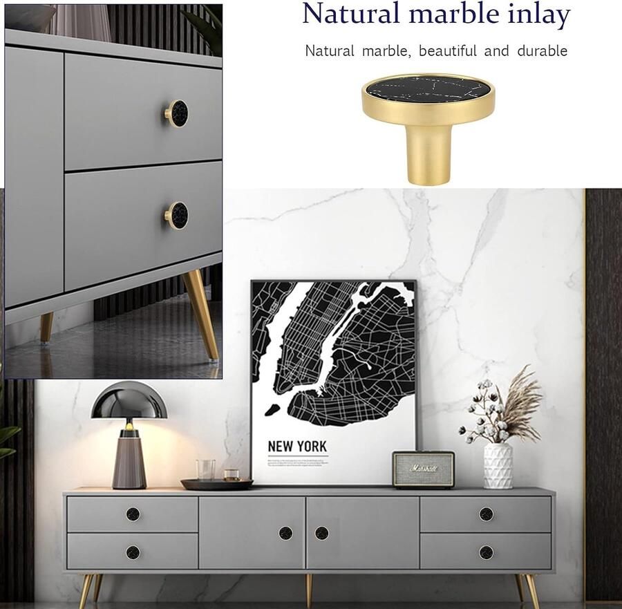 8 STKS Marmeren Messing Kast Knoppen Ronde Witte Lade Handvat Trekt Decoratieve Witte Moeder Kast Knoppen Gouden Dressoir Knoppen Keuken Meubels Hardware Kleding Haken Parel (8 Stijl E)