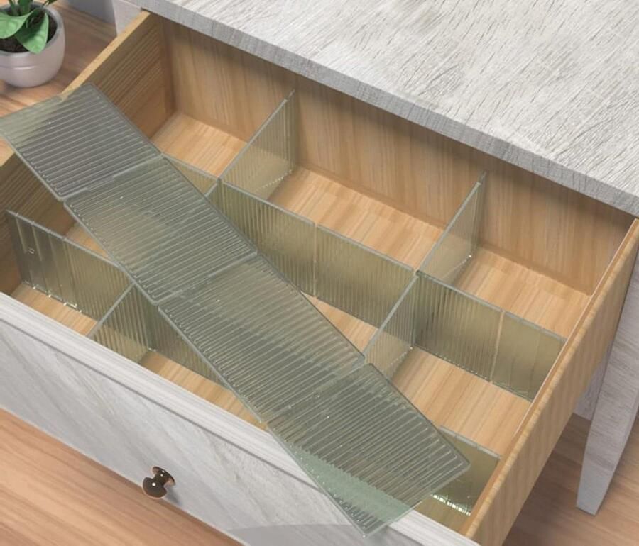 8 stks Verstelbare Plastic Lade Verdelers voor Thuis Netjes Kast Sokken Ondergoed Kantoor School benodigdheden Keukengerei Gereedschap (Transparant Groen)