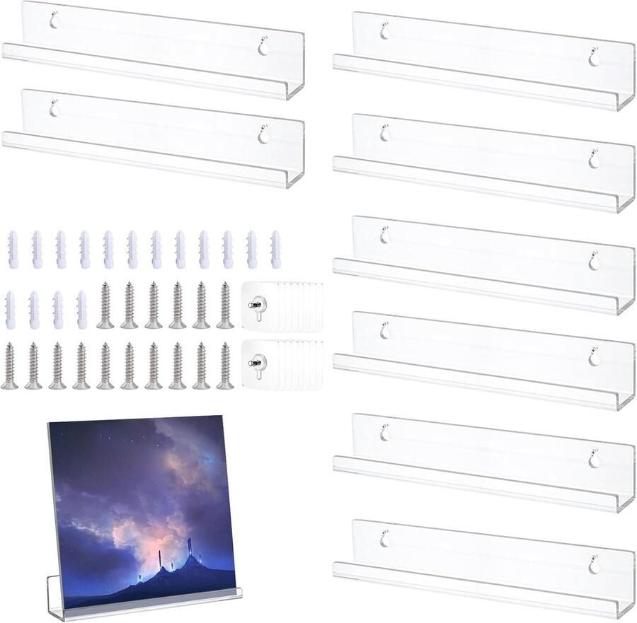 8 stuks 12 inch vinyl plaat muurbeugels helder acryl wandplank vinyl plaat houder Vinylplatenrek Opbergrek Displaystandaard Acryl displaystandaard voor slaapkamer woonkamer 30 5*4 3*4 3 cm transparant