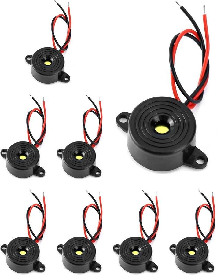 8 stuks 3-24V Actieve Zoemer 87 dB Zoemeralarm Piëzo Kabellengte 100 mm