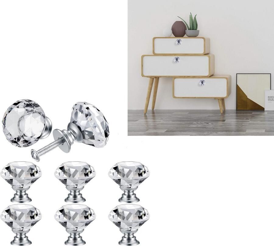 8 stuks 30 mm kristallen deurgrepen kastknoppen ladenknoppen meubelknoppen kastgrepen 30 mm kastgrepen lichte luxe decoratie