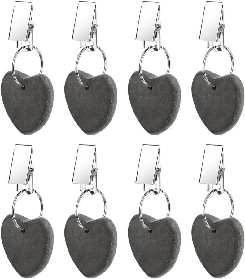 8 stuks 4*4 cm Tafelkleedgewichten Clips marmeren tafelkleed clip picknicktafelkleedclips hartvormige tafelkleedklem woonaccessoires voor binnen en buiten kamperen bruiloft thuis hartvorm zwart