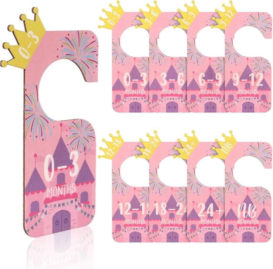 8 Stuks Babykastverdelers Dubbelzijdige Babykastverdeler Meerkleurige Houten Kledingmaatclassificatiehanger voor Pasgeboren Kledingorganizer