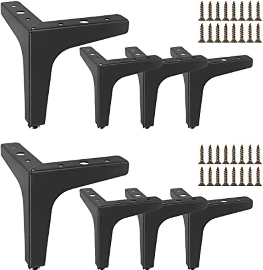 8 Stuks Driehoekige Meubelpoten 10 cm Zwarte Metalen Poten voor Tafel en Meubels