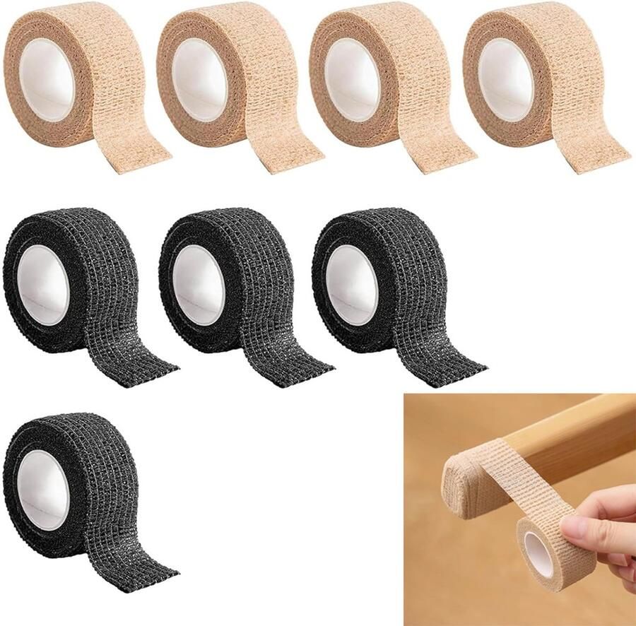 8 stuks Elastische Stoelpoot Beschermers Stoelpoot Beschermers Stoelpoot Sokken Stoeldoppen Meubelpoot Bescherm vloeren tegen krassen Vermindert lawaai 2.5cm*4m Zwart+Kaki