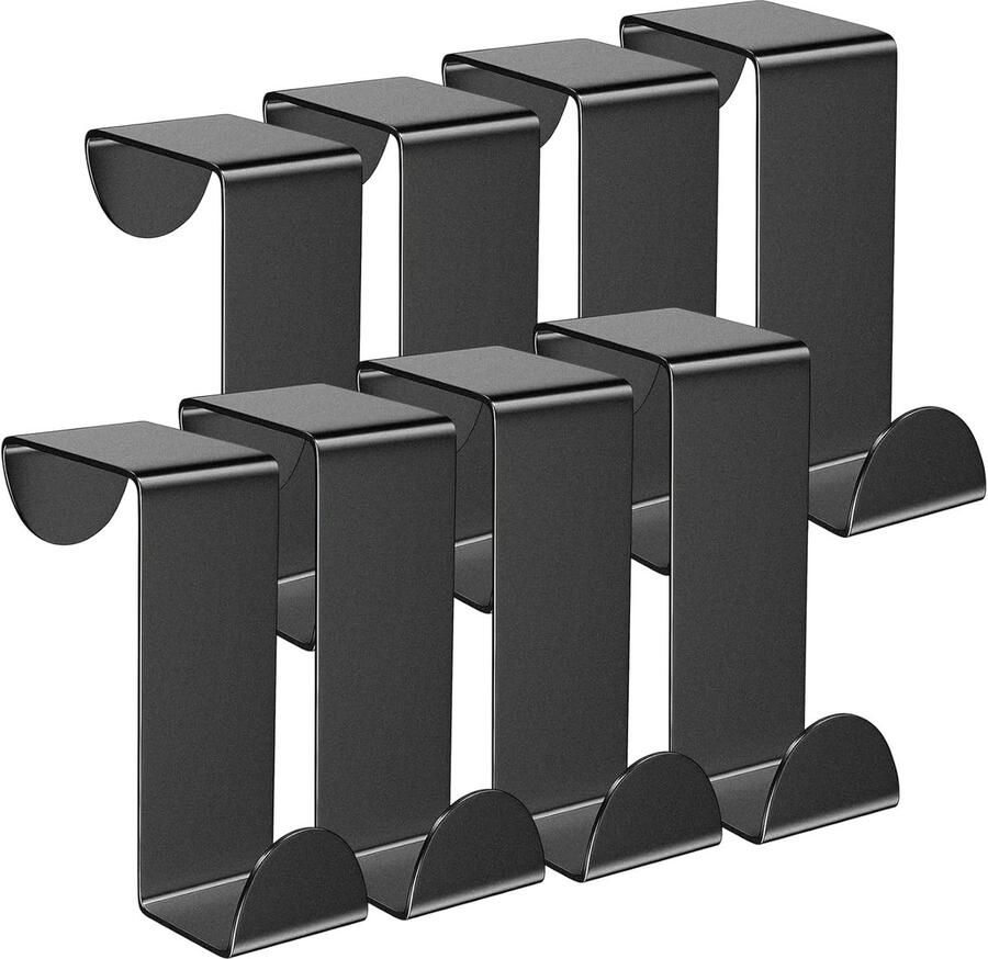 8 Stuks Kapstok Voor Deur Deurhaak Staal RVS Kapstok Deur Keukenkast Deur Kapstokhaken Ophanghaken Keukenhanddoekhaak Deurkapstok Deurhaken Voor Deur Standaard Lade Kastkast Voor Keuken Badkamer Slaapkamer Zwart