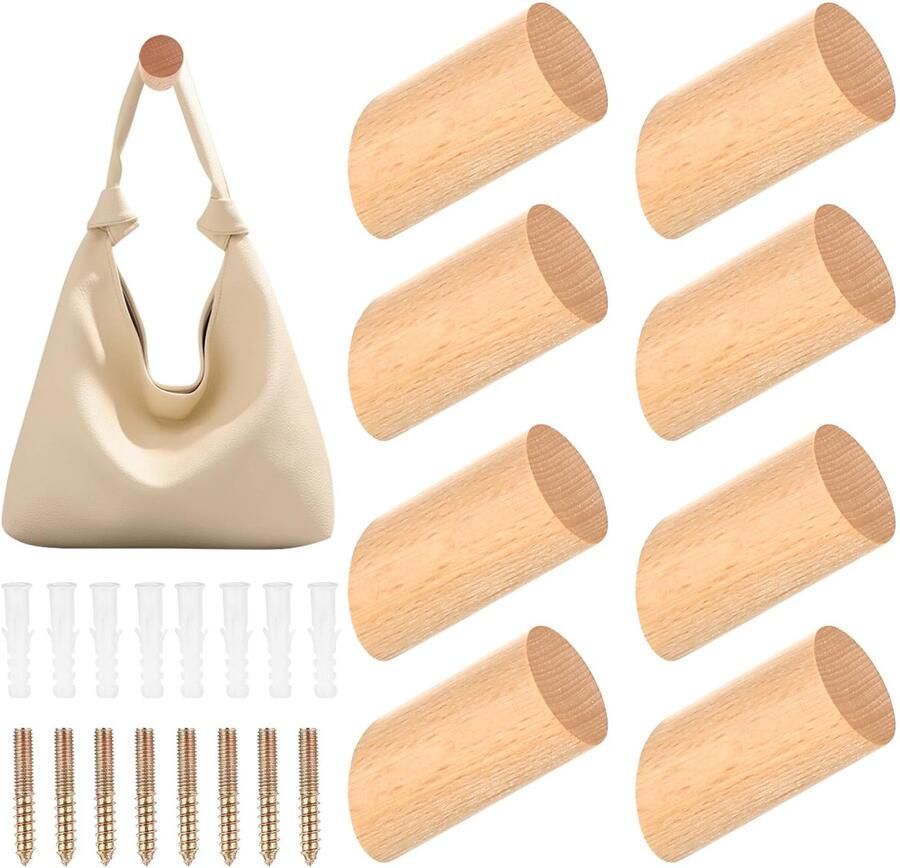 8 stuks kapstokhaken houten kapstokhaken enkel vintage wandhaken houten haken rustieke kapstokhaken wandhout voor het ophangen van kleding hoeden handdoekhouders in de slaapkamer gang badkamer keuken