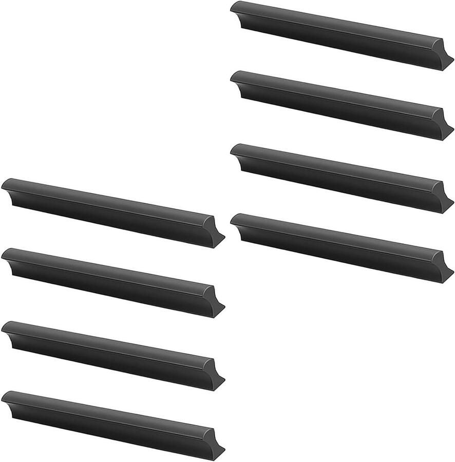 8 stuks zwarte meubelgrepen van aluminiumlegering gatafstand 128 mm. Perfect voor keukenkasten en laden