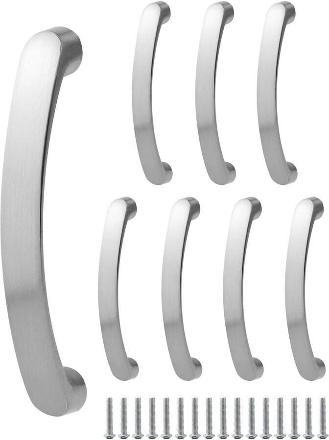 8 stuks keukendeurgrepen geborstelde handgrepen kastgrepen aluminiumlegering 96 mm gatafstand