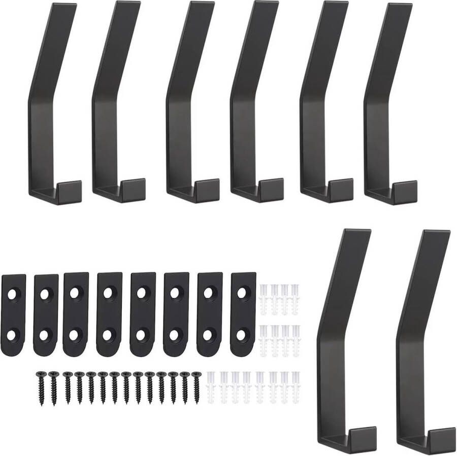 8 stuks kledinghaken muur onzichtbare schroefstansen garderobehaken zwart mat verlengde kledinghaken garderobe voor jassen kleding sjaals handtassen