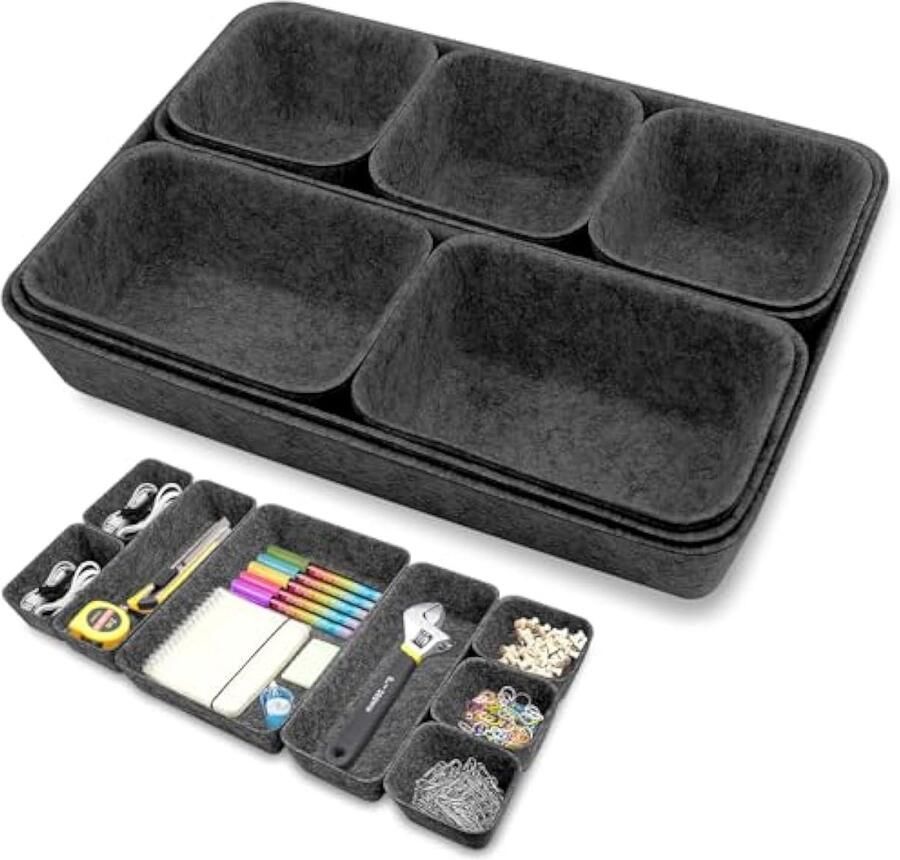 8 stuks lade-organizer vilt stapelbare vilten opbergdozen lade-organizer lade-opbergsysteem make-uptafelorganizer vilten mand voor bureau make-uptafel nachtkastje kast