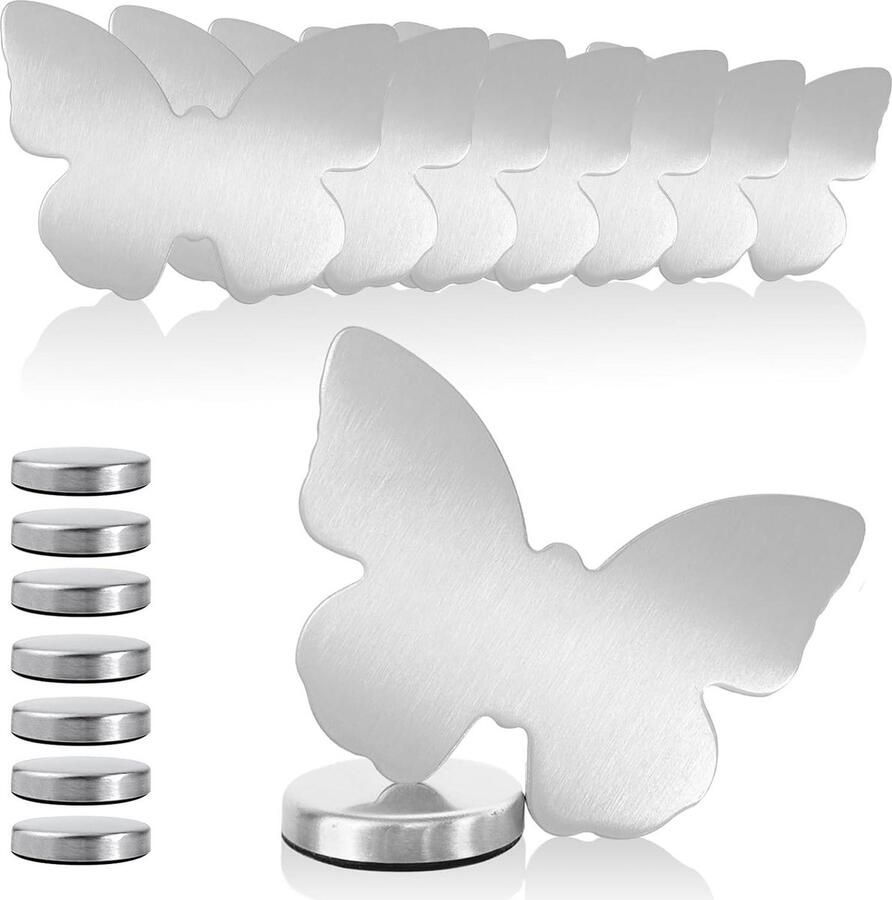 8-stuks Magnetische Tafelkleedgewichten van Roestvrij Staal voor Camping Bruiloft Tuin Picknick Vlinder Motief
