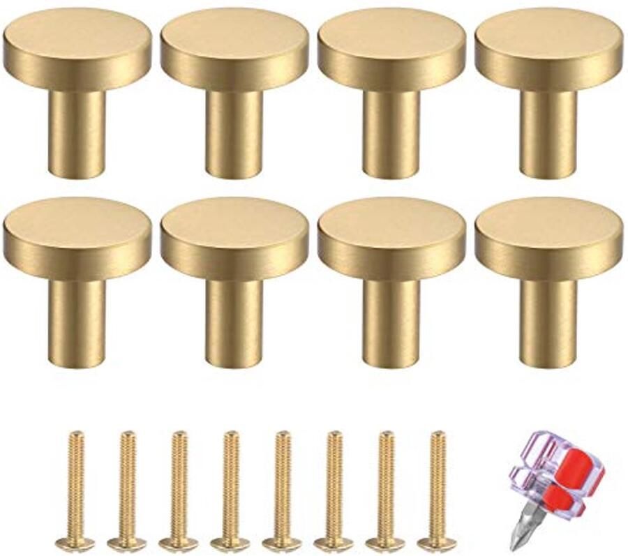 8 Stuks Massief Messing Deurklinken Ronde Kastknoppen voor Keuken en Meubels