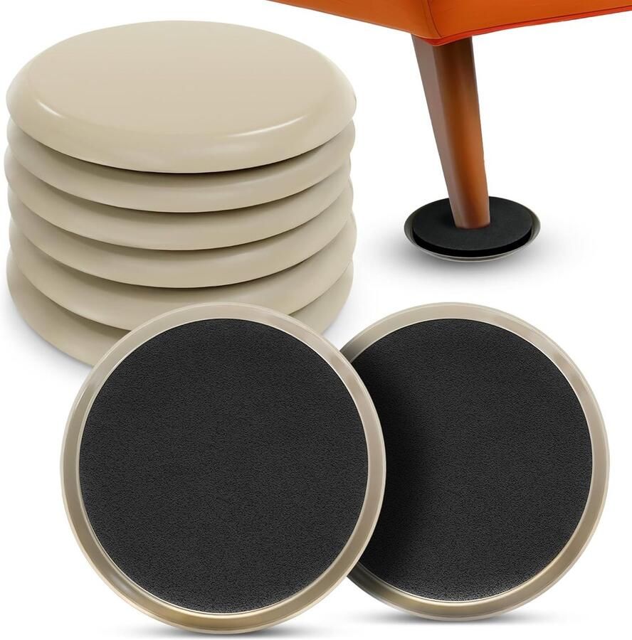 8 stuks meubelglijders anti kras vloerbeschermer teflon meubelglijders voor tapijtglijders vloerbeschermers herbruikbare ronde meubelglijders voor alle soorten meubels（89mm）