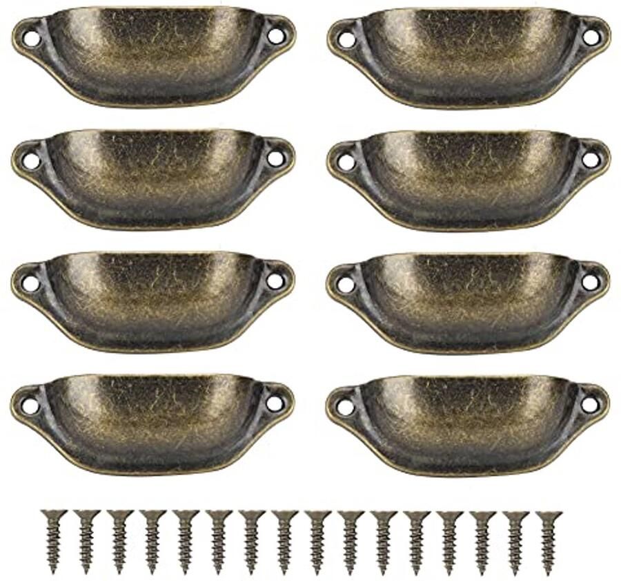8 stuks meubelgreep 9 7 x 3 6 x 1 8 cm boog beker antieke pull shell handvat halfronde Chinese stijl meubels trekt voor geneeskunde borst boekenkast kast lade (groen brons)