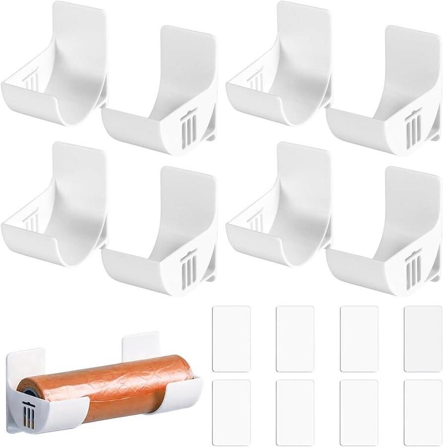 8 stuks nee-stansen keukenorganizer aan de muur gemonteerde afvalzakdispenser