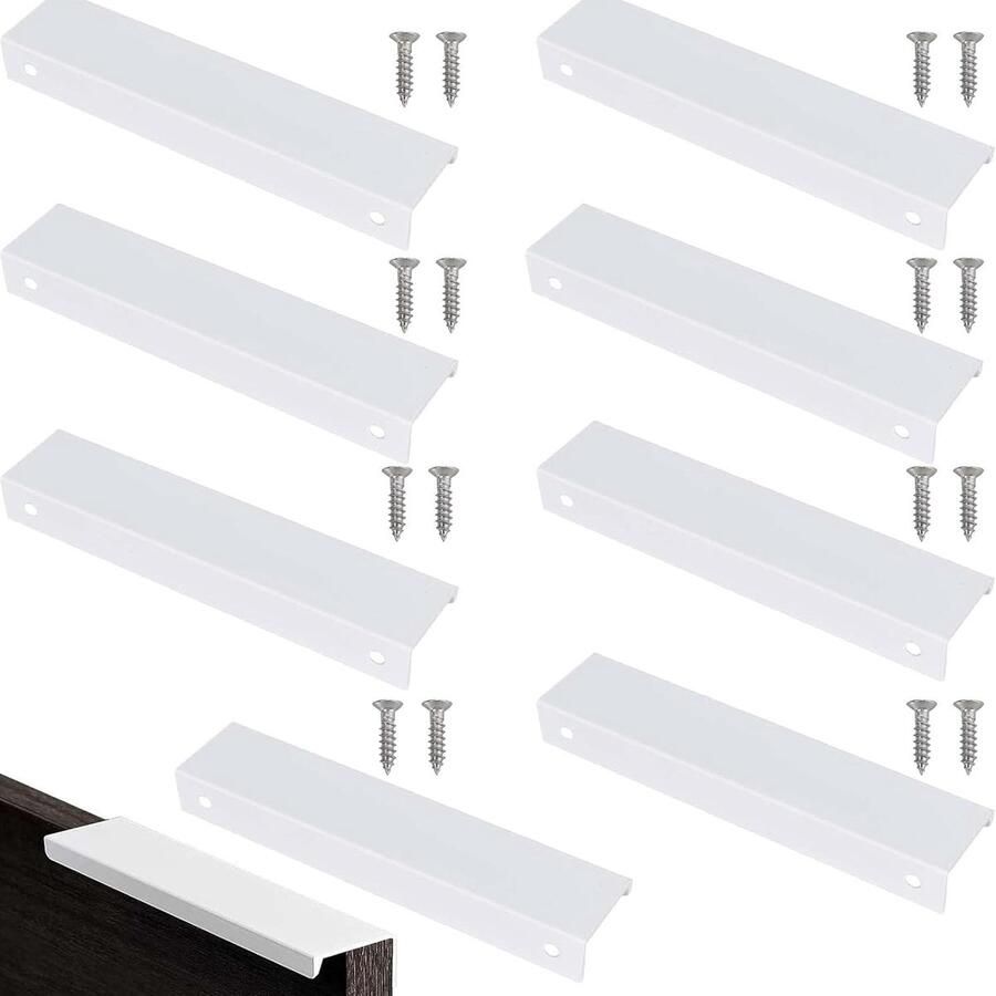 8 stuks onzichtbare keukenmeubelgrepen witte ladegrepen keukenkastgreep van aluminiumlegering voor meubels en keukenkasten kast en lade