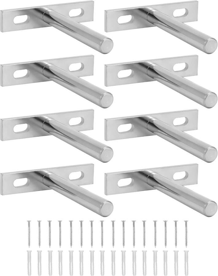 8 stuks onzichtbare plankbeugels 75 mm massief ijzeren zwevende plankbeugels voor wandmontage decoratie kastmeubilair