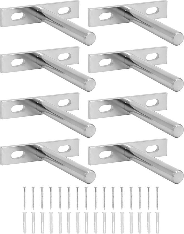 8 stuks onzichtbare plankbeugels 75 mm massief ijzeren zwevende wandbeugels voor kastmeubilair en decoratie
