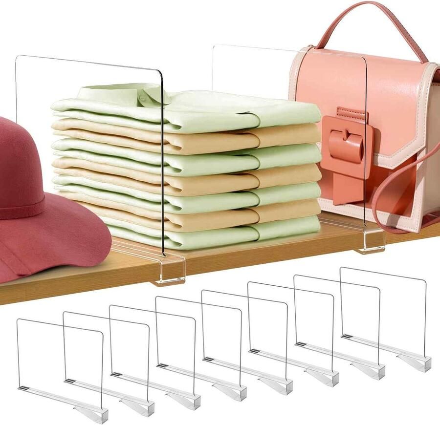 ​​8 Stuks Plankverdelers Acryl 30x20cm Multifunctioneel voor Keuken Kledingkast Boekenplank Transparante Kastorganizers Geschikt voor Opbergsystemen​