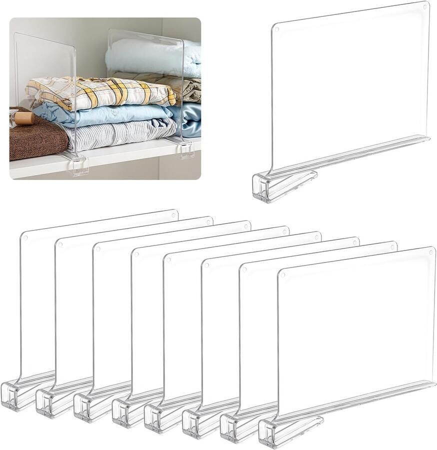 8 stuks plankverdelers transparant acryl plankverdelers 30 x 20 cm multifunctionele plankverdelers geschikt voor slaapkamers keukens boekenplanken kasten en kledingkastverdelers