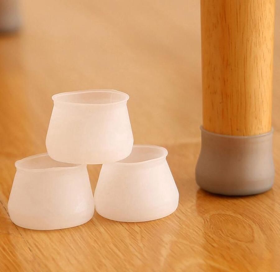Merkloos Siliconen stoelpootdoppen Geurloos Vloerbescherming – Stoelpootbeschermers 8 stuks Wit
