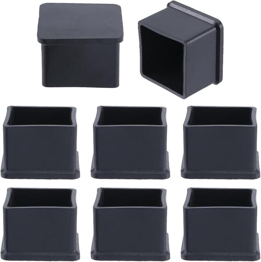 8 stuks stoelpoothoezen zwart vierkante stoelglijders stoelpoottips vloerbeschermers 35 x 35 mm houten tegelvloeren krassen voorkomen