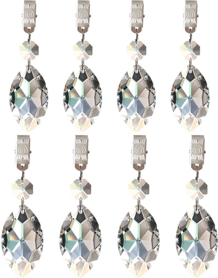 8 Stuks Tafelkleed gewichtjes Tafelkleed vastzetten Tafellaken houder Tafel accessoires Kristallen hanger tafelkleed clip Tafelkleed gewichtjes voor buiten zilver