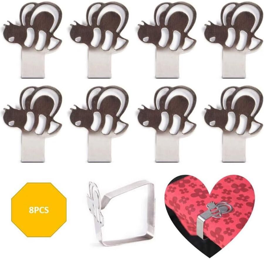 8 stuks Tafelkleed vastzetten RVS Tafelkleedklemmen Tafel accessoires Tafelklemmen Stevige klemmen Clip voor buitentafelkleed Zilver
