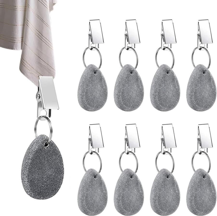 Tafelkleedgewichten Stenen tafelkleedgewichthaak Tafelkleedgewichtset Tafelkleedhaak Tafelkleedgewichtclip Grijs Marmeren tafelkleedgewichten Buiten Huis Set van 8 Tafelkleedclip Multifunctioneel - Foto 2