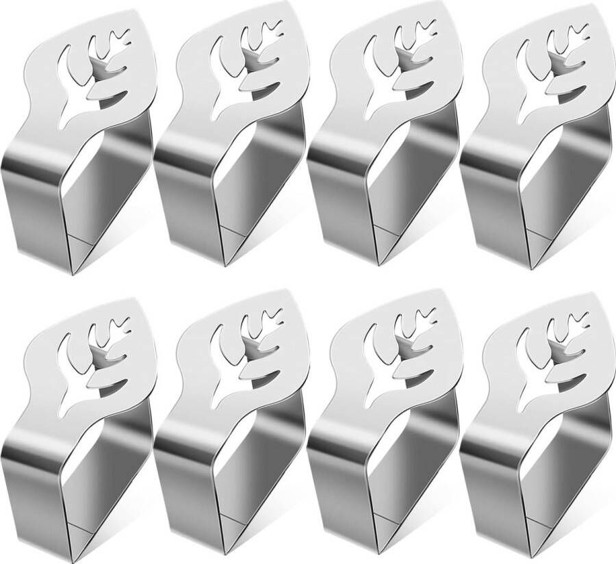 8 stuks tafelkleedklemmen herbruikbare tafelkleedklemmen roestvrij staal voor familie tuin picknick buiten barbecue bruiloft feest (bladmotieven)