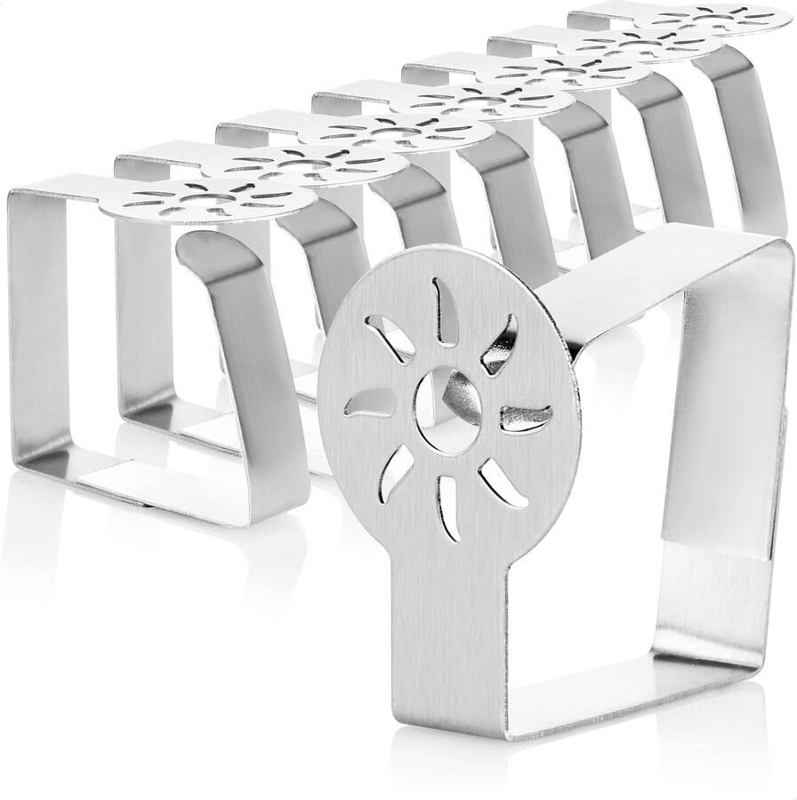 8 Stuks Tafelkleedklemmen van roestvrij staal Tafelkleedklemmen voor buiten Tafelkleed klemmen Tafelkleedklemmen voor de eettafel Tuinartikelen Tafelkleed vastzetten zilver