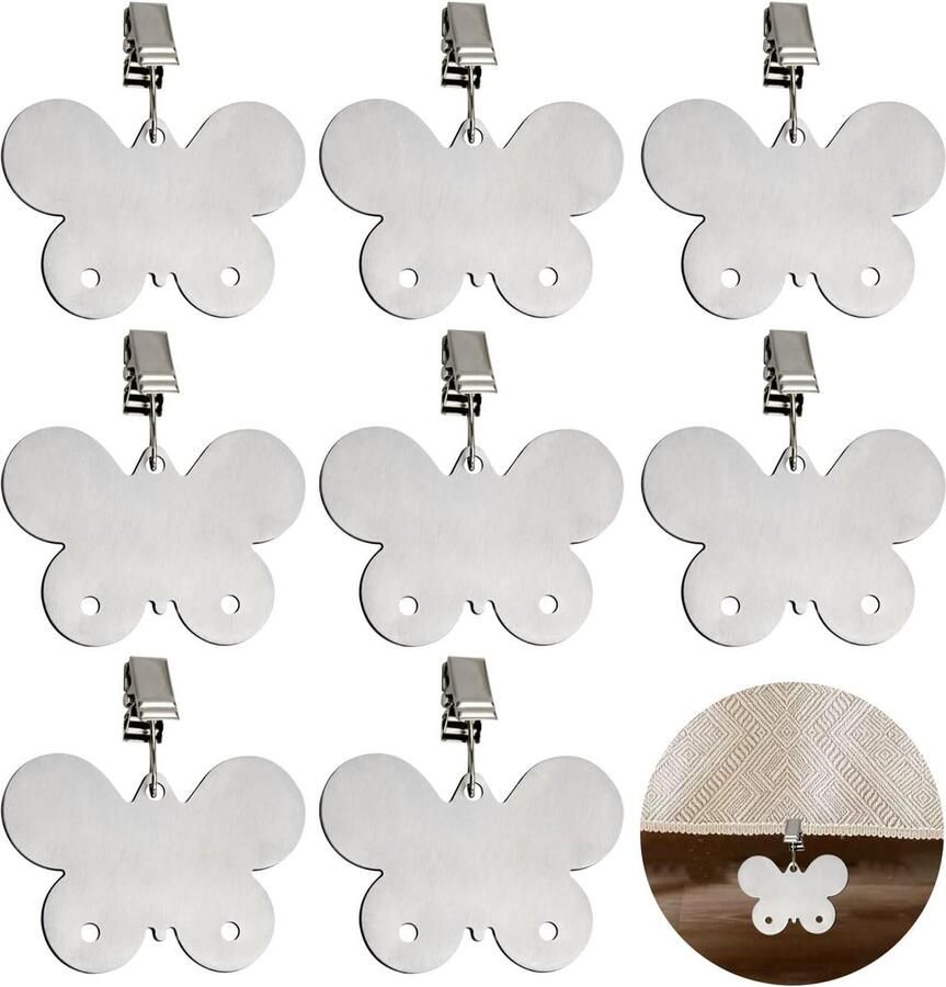 8 stuks tafelkleedverzwarers roestvrij staal tafelkleedklemmen tafelhanddoekhouders van verdikt roestvrij staal voor binnen en buiten geschikt voor thuis