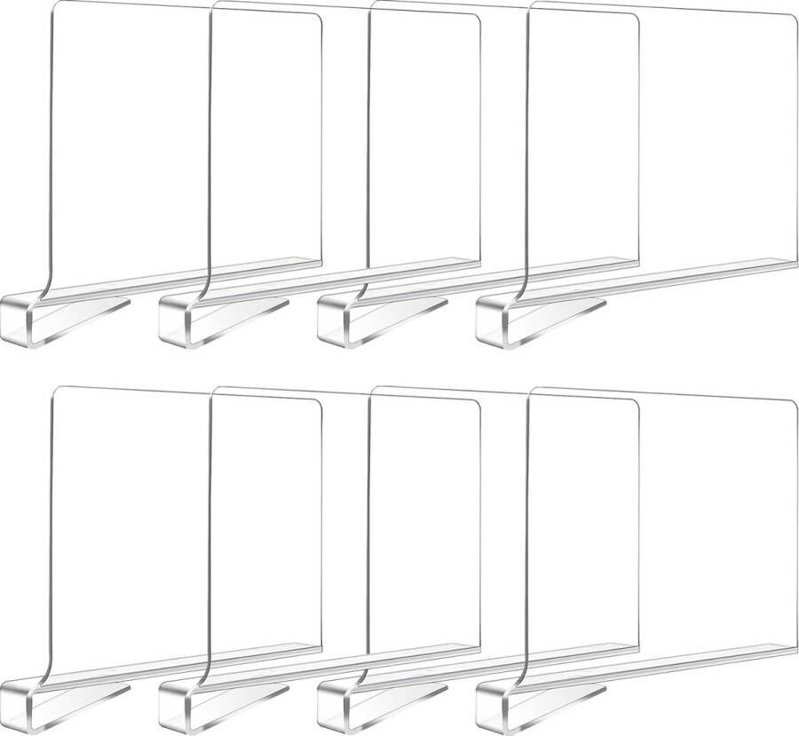 8 stuks transparant acryl plankverdelers multifunctionele plankverdelers verstelbare kledingorganizer transparante organisator voor opslag houten kast slaapkamer