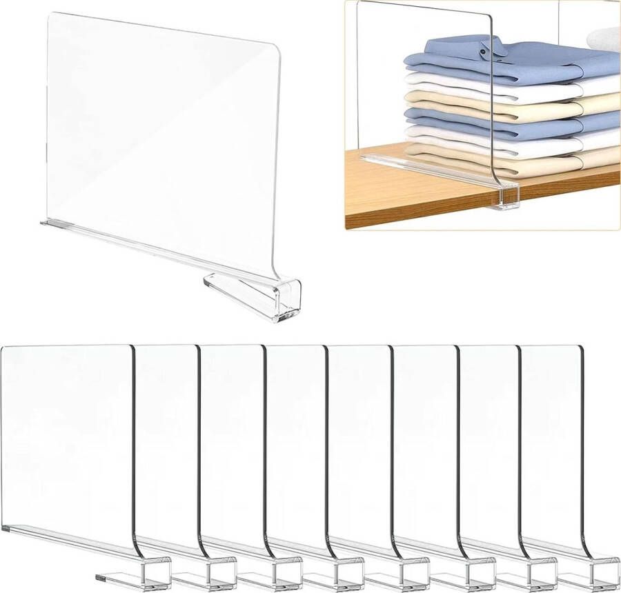 8 stuks transparante acryl plankverdelers multifunctionele plankverdeler 30 x 20 cm plankverdeler kledingscheider voor slaapkamer keuken kasten en organisatie
